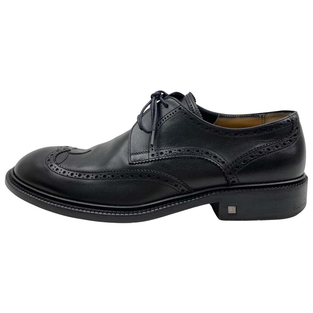LOUIS VUITTON ルイ・ヴィトン ウイングチップ レースアップ レザー シューズ ブラック系 7【中古】