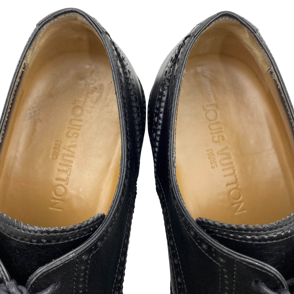 LOUIS VUITTON ルイ・ヴィトン ウイングチップ レースアップ レザー シューズ ブラック系 7【中古】
