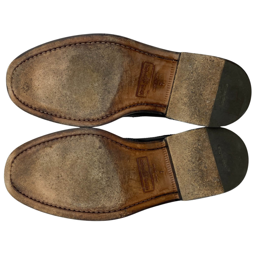 LOUIS VUITTON ルイ・ヴィトン ウイングチップ レースアップ レザー シューズ ブラック系 7【中古】