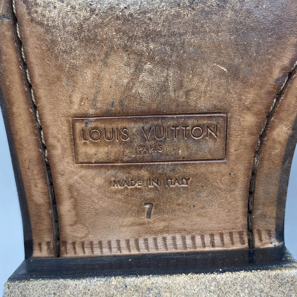 LOUIS VUITTON ルイ・ヴィトン ウイングチップ レースアップ レザー シューズ ブラック系 7【中古】