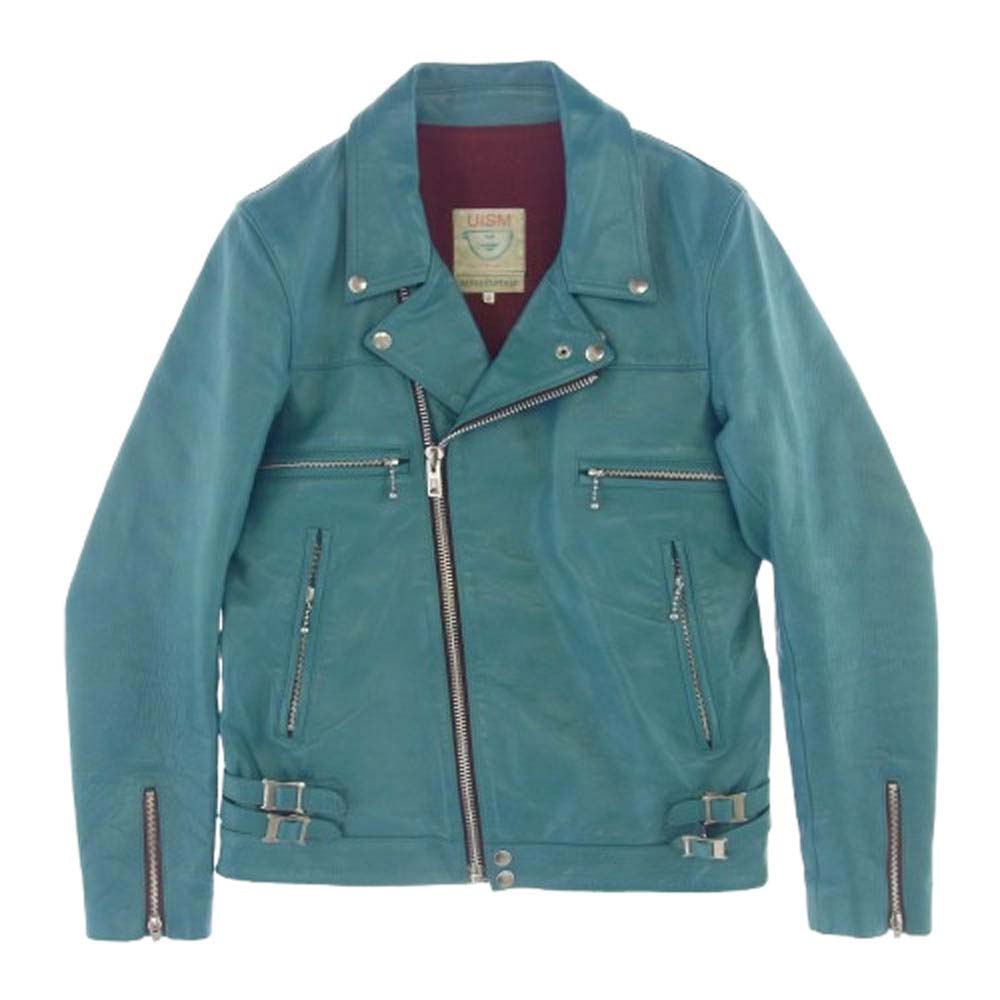 UNDERCOVER アンダーカバー O9203 REBEL CLOTHES カウハイド レザー ダブルライダースジャケット ターコイズ ターコイズ 2【中古】