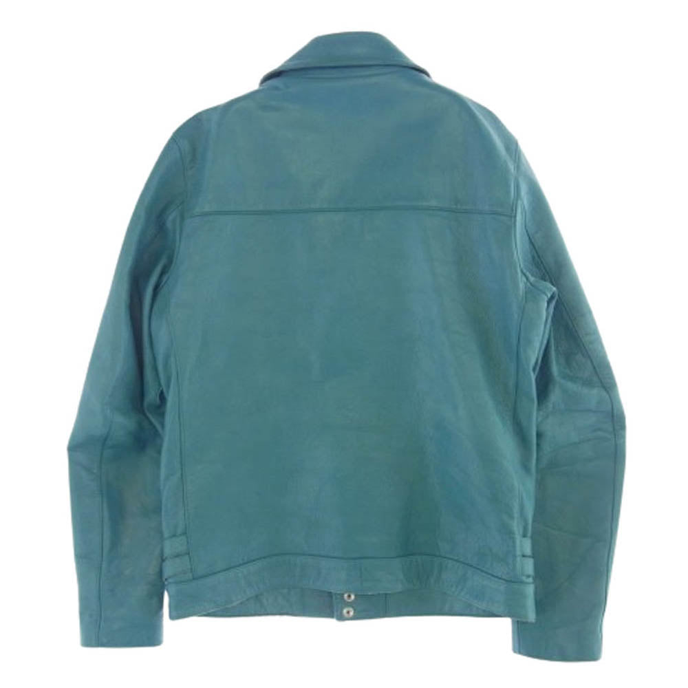 UNDERCOVER アンダーカバー O9203 REBEL CLOTHES カウハイド レザー ダブルライダースジャケット ターコイズ ターコイズ 2【中古】
