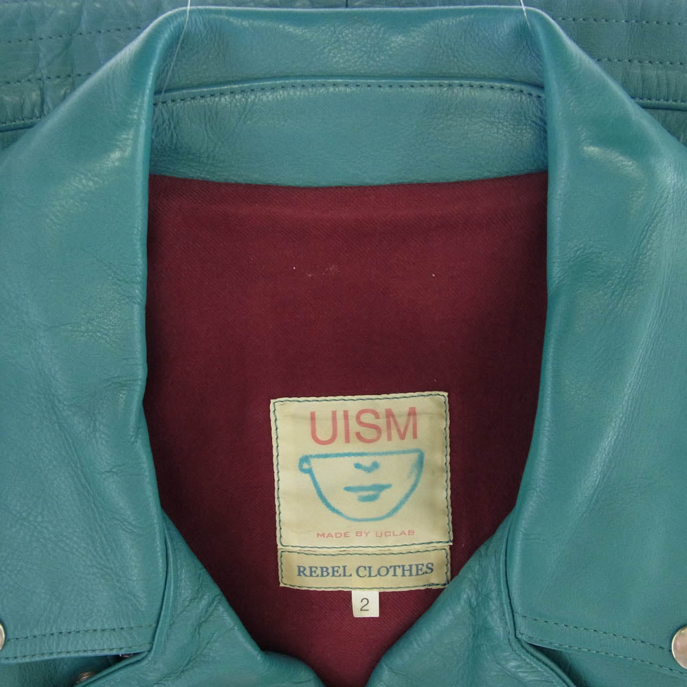 UNDERCOVER アンダーカバー O9203 REBEL CLOTHES カウハイド レザー ダブルライダースジャケット ターコイズ ターコイズ 2【中古】
