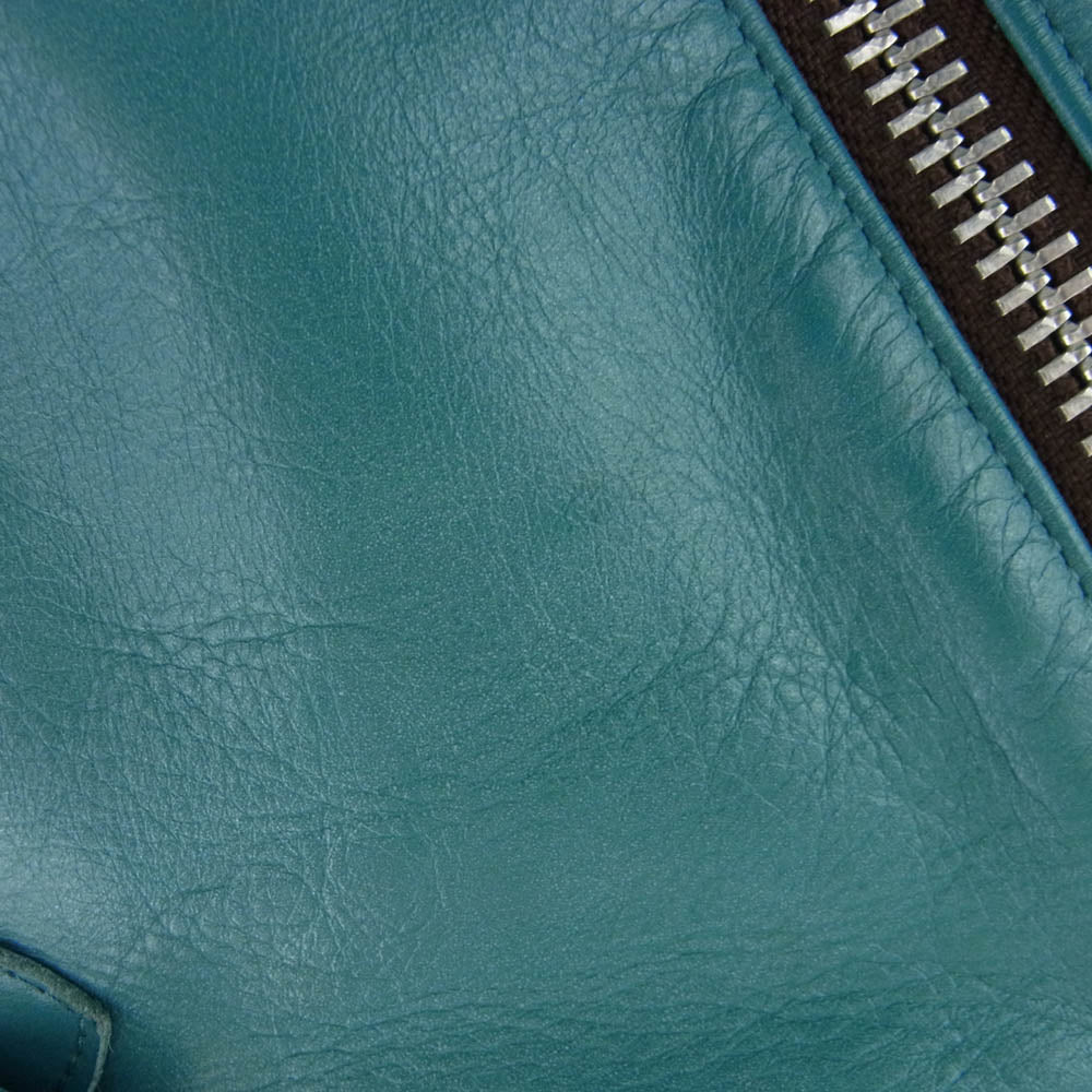 UNDERCOVER アンダーカバー O9203 REBEL CLOTHES カウハイド レザー ダブルライダースジャケット ターコイズ ターコイズ 2【中古】