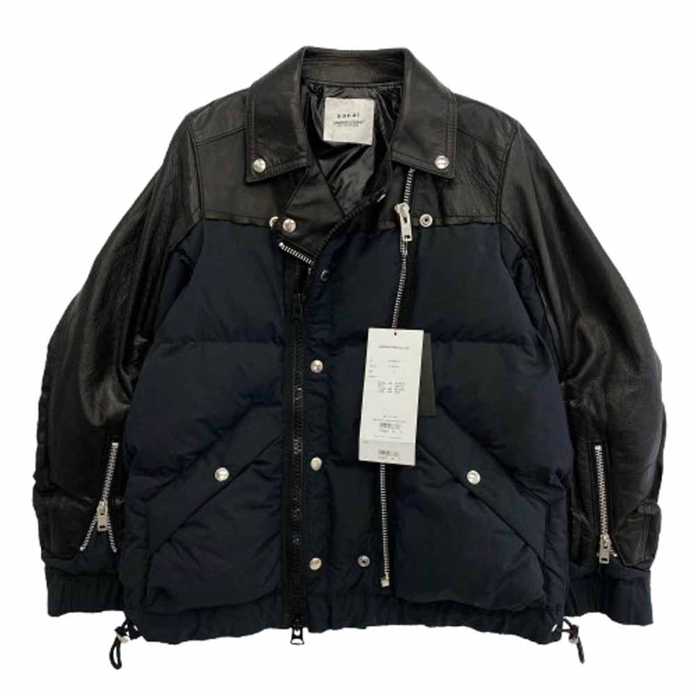 UNDERCOVER アンダーカバー UCZ9203 × sacai サカイ 再構築 レザーダブルライダース ドッキング パデッドジャケット ブラック系 ダークネイビー系【新古品】【未使用】【中古】