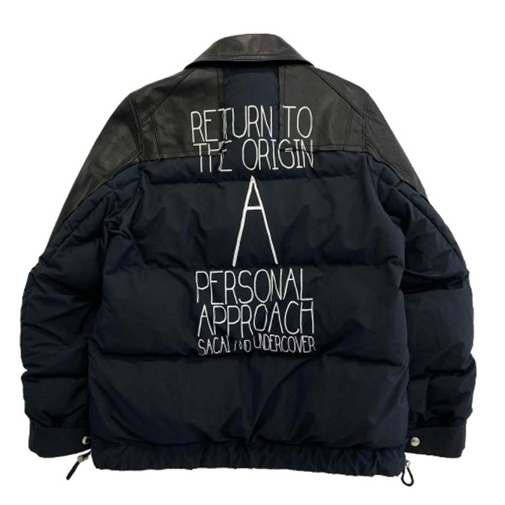 UNDERCOVER アンダーカバー UCZ9203 × sacai サカイ 再構築 レザーダブルライダース ドッキング パデッドジャケット ブラック系 ダークネイビー系【新古品】【未使用】【中古】