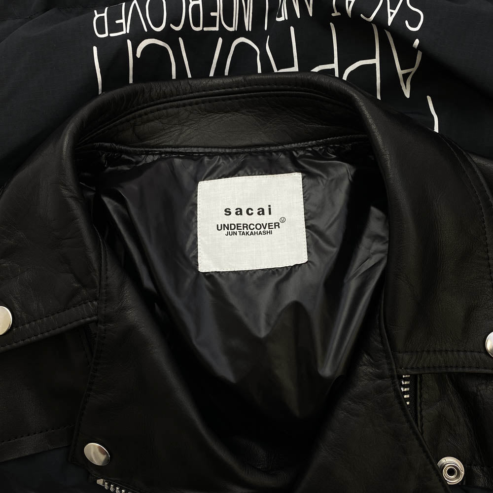 UNDERCOVER アンダーカバー UCZ9203 × sacai サカイ 再構築 レザーダブルライダース ドッキング パデッドジャケット ブラック系 ダークネイビー系【新古品】【未使用】【中古】