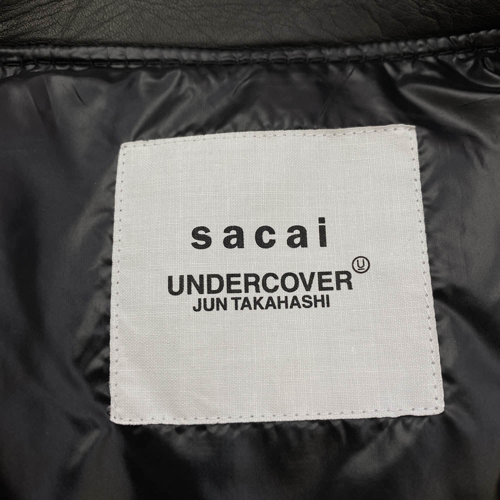 UNDERCOVER アンダーカバー UCZ9203 × sacai サカイ 再構築 レザーダブルライダース ドッキング パデッドジャケット ブラック系 ダークネイビー系【新古品】【未使用】【中古】