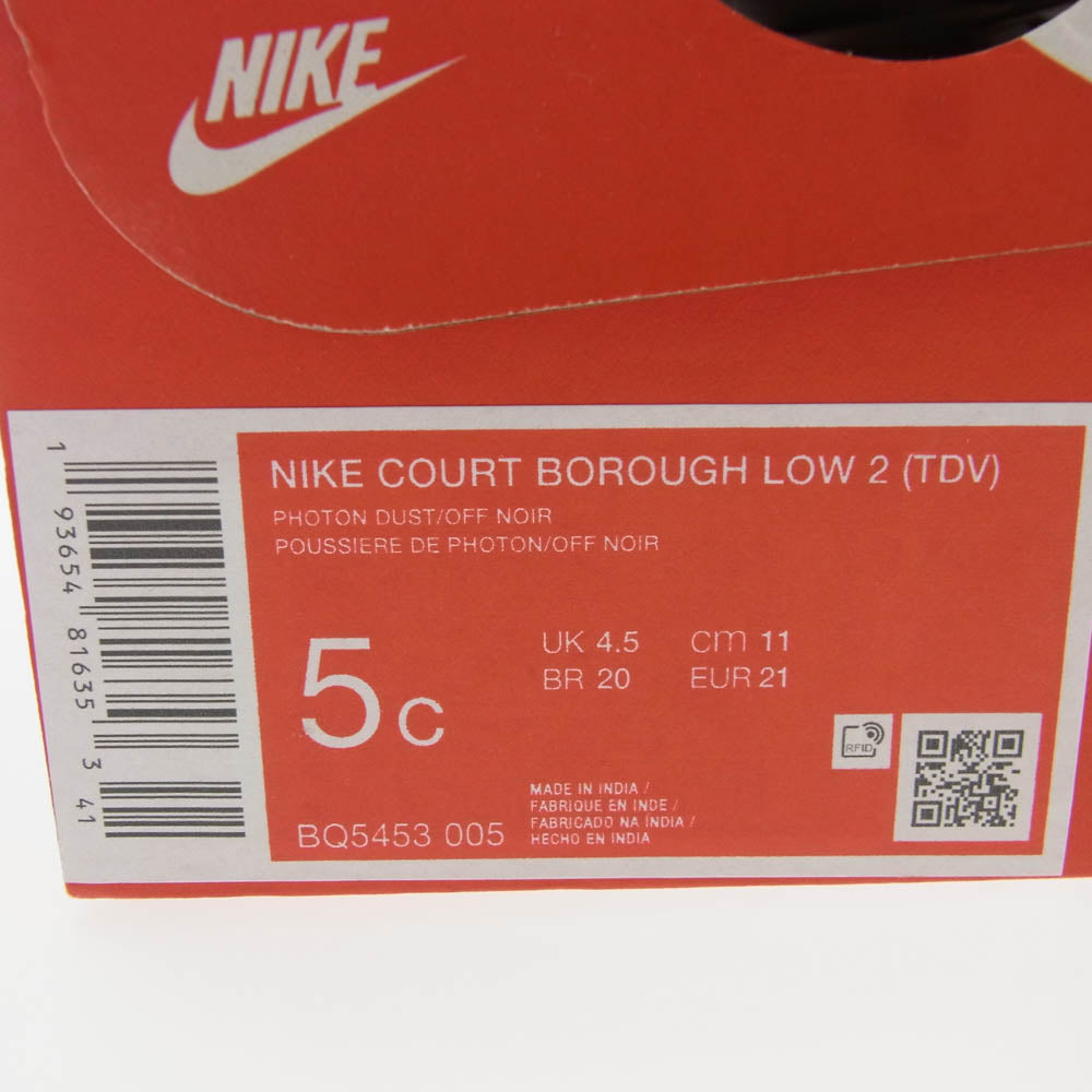 NIKE ナイキ BQ5453-005 COURT BOROUGH LOW 2 TDV コート バーロウ キッズ スニーカー ホワイト系 ピンク系 11cm【新古品】【未使用】【中古】
