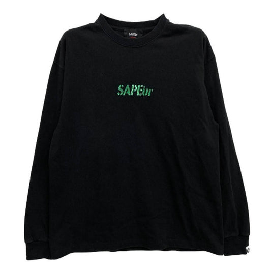 SAPEUR サプール デニスロッドマン アニマル柄 プリント ロングスリーブ 長袖 Tシャツ カットソー ロンT ブラック系 M【中古】