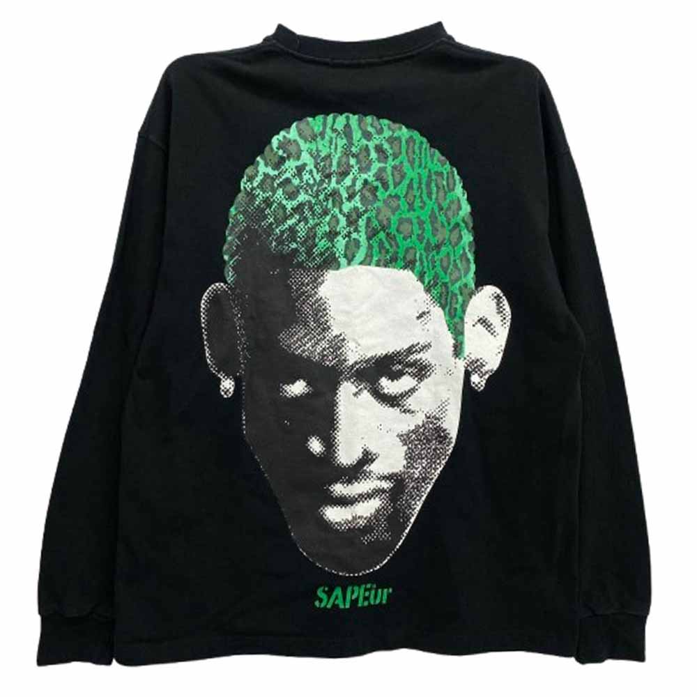 SAPEUR サプール デニスロッドマン アニマル柄 プリント ロングスリーブ 長袖 Tシャツ カットソー ロンT ブラック系 M【中古】