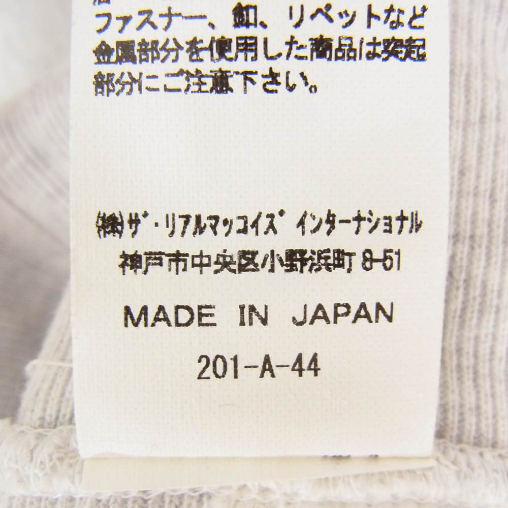 The REAL McCOY'S ザリアルマッコイズ MC20113 HEAVYWEIGHT HOODED SWEATSHIRT ヘビーウエイト スウェット パーカー グレー系 M【中古】