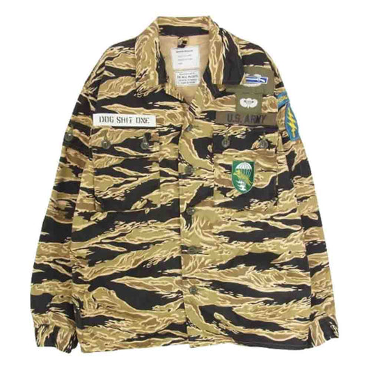 The REAL McCOY'S ザリアルマッコイズ MJ14009 ADS DOG SHIT ONE タイガーカモ ミリタリー シャツ カーキ系 M【美品】【中古】