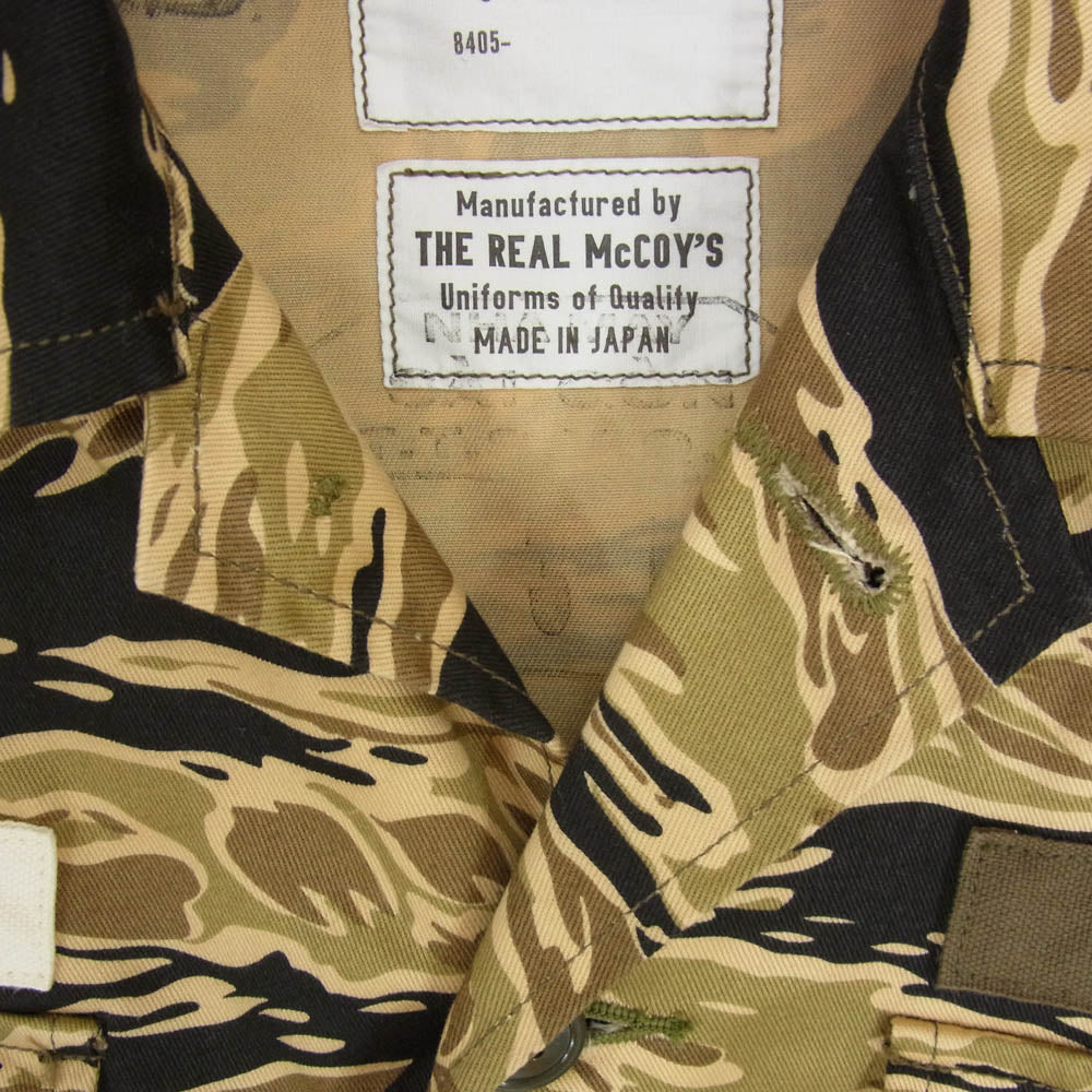 The REAL McCOY'S ザリアルマッコイズ MJ14009 ADS DOG SHIT ONE タイガーカモ ミリタリー シャツ カーキ系 M【美品】【中古】