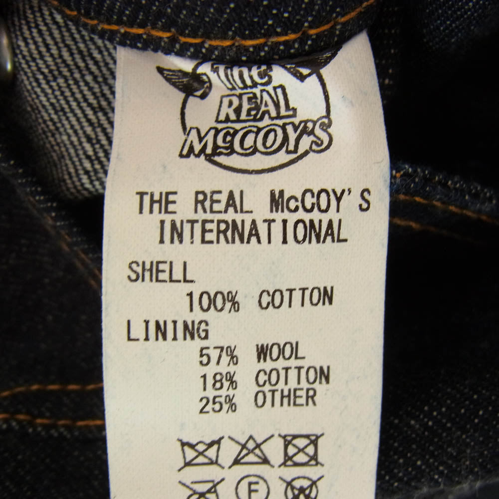 The REAL McCOY'S ザリアルマッコイズ MJ21126 001XXJ EARLY MODEL BLANKET LINING アーリーモデル 裏地ブランケット デニムジャケット インディゴブルー系 40【美品】【中古】