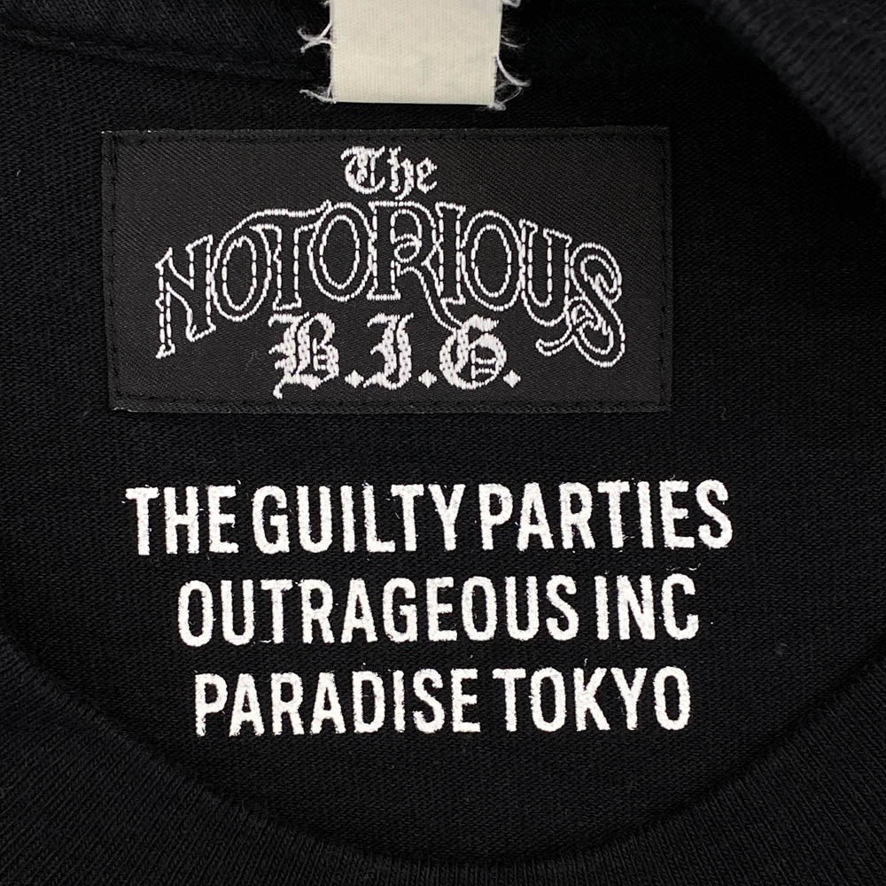 WACKO MARIA ワコマリア BIGGIE-WM-TEE01 THE NOTORIOUS B.I.G. CREW NECK T-SHIRT TYPE-1 ノトーリアスBIG 半袖 Tシャツ ブラック系 L【中古】