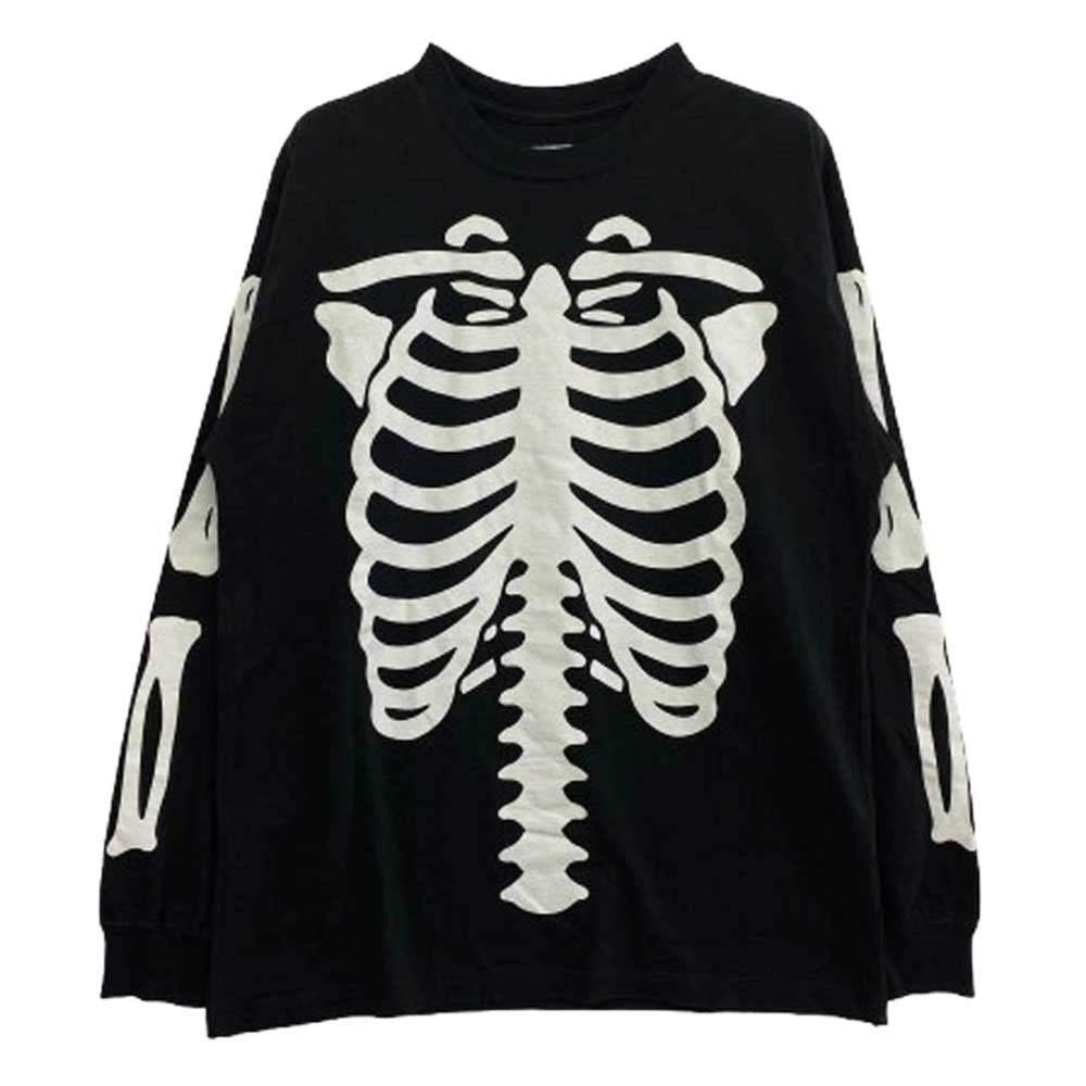 NEIGHBORHOOD ネイバーフッド 21AW 212PCNH-LT10 BONES/C-TEE.LS ボーンズ プリント 長袖 Tシャツ ブラック系 L【中古】