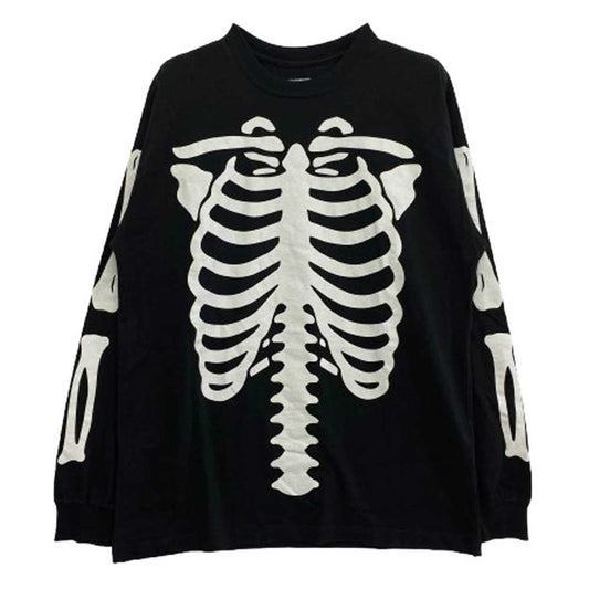 NEIGHBORHOOD ネイバーフッド 21AW 212PCNH-LT10 BONES/C-TEE.LS ボーンズ プリント 長袖 Tシャツ ブラック系 L【中古】