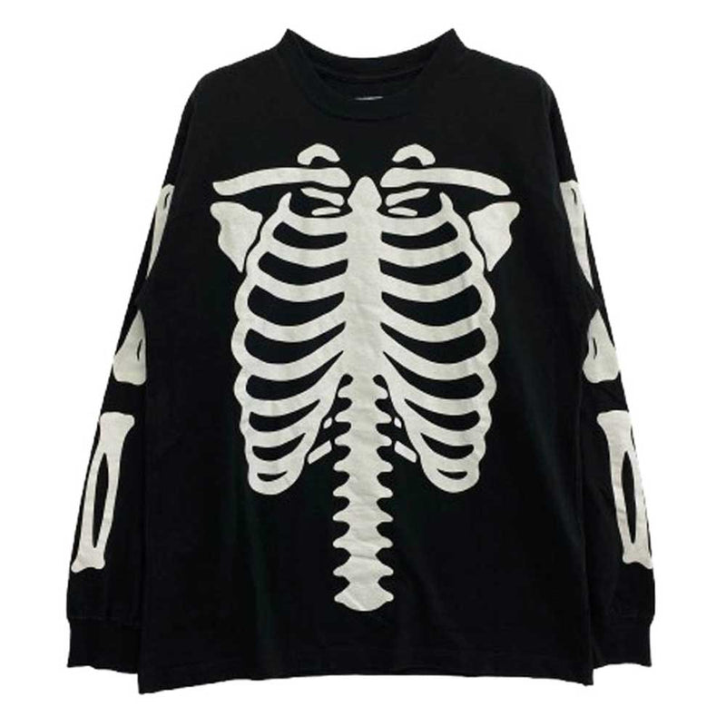 NEIGHBORHOOD ネイバーフッド 21AW 212PCNH-LT10 BONES/C-TEE.LS ボーンズ プリント 長袖 Tシャツ ブラック系 L【中古】