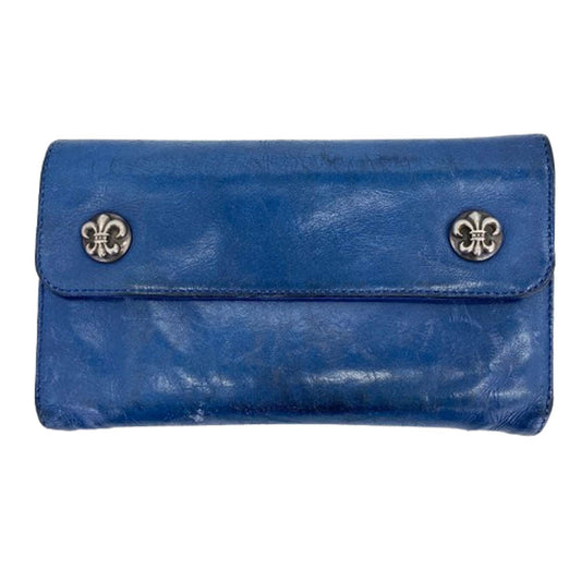 CHROME HEARTS クロムハーツ（原本無） WAVE ウェーブウォレット ノベルティレザー フレアボールボタン ブルー ブルー系【中古】