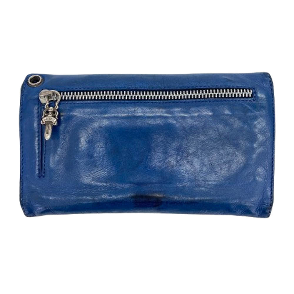 CHROME HEARTS クロムハーツ（原本無） WAVE ウェーブウォレット ノベルティレザー フレアボールボタン ブルー ブルー系【中古】