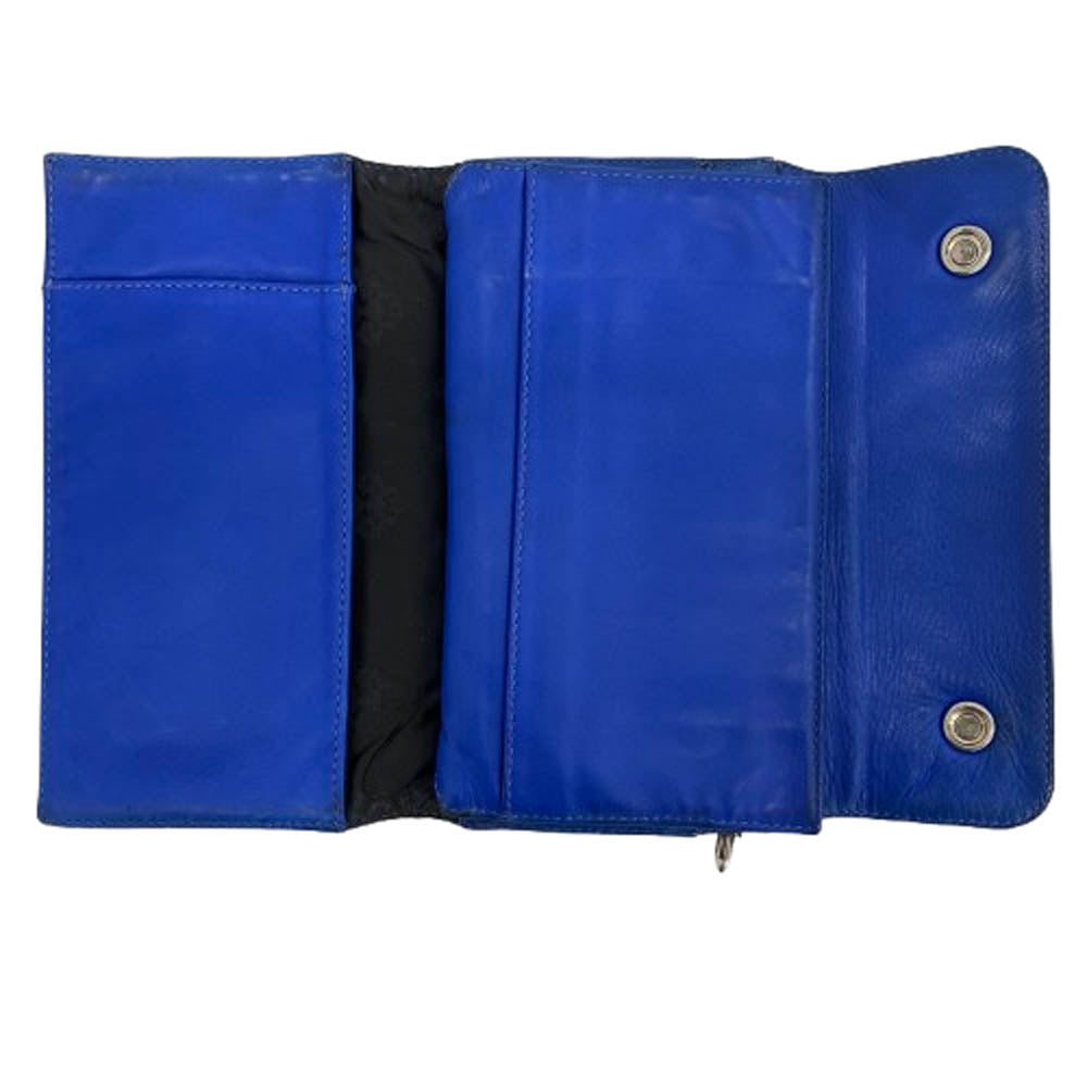 CHROME HEARTS クロムハーツ（原本無） WAVE ウェーブウォレット ノベルティレザー フレアボールボタン ブルー ブルー系【中古】