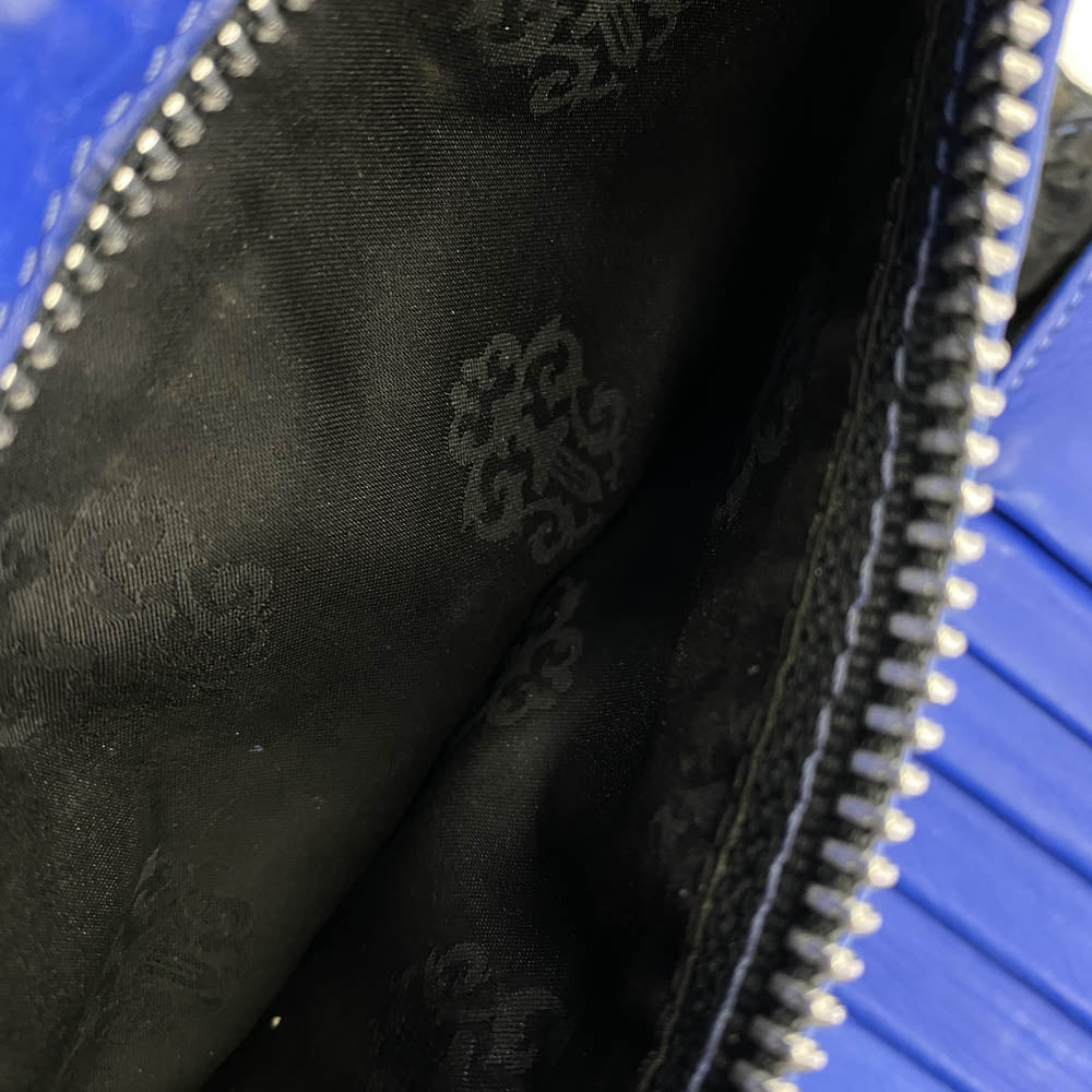 CHROME HEARTS クロムハーツ（原本無） WAVE ウェーブウォレット ノベルティレザー フレアボールボタン ブルー ブルー系【中古】