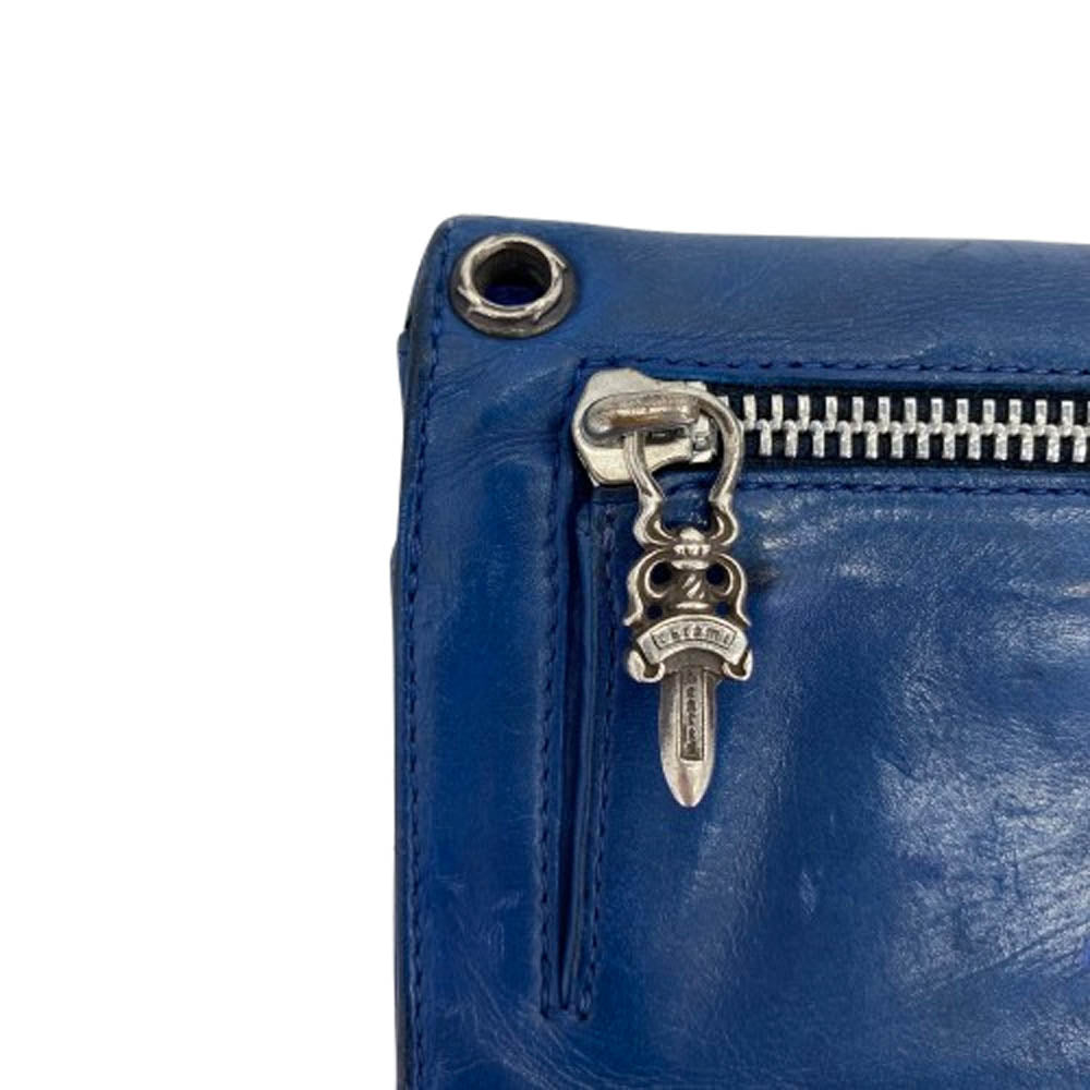 CHROME HEARTS クロムハーツ（原本無） WAVE ウェーブウォレット ノベルティレザー フレアボールボタン ブルー ブルー系【中古】