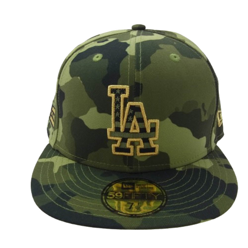 NEW ERA ニューエラ Dodgerps ドジャーズ 迷彩 カモフラ BB キャップ グリーン系 59.6cm【中古】