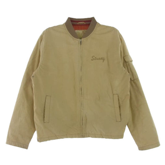 STUSSY ステューシー ロゴ刺繍 MA-1 ボンバー ジャケット イエロー系 M【中古】