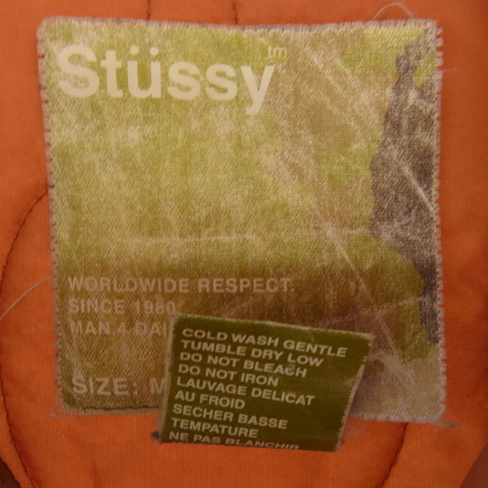 STUSSY ステューシー ロゴ刺繍 MA-1 ボンバー ジャケット イエロー系 M【中古】