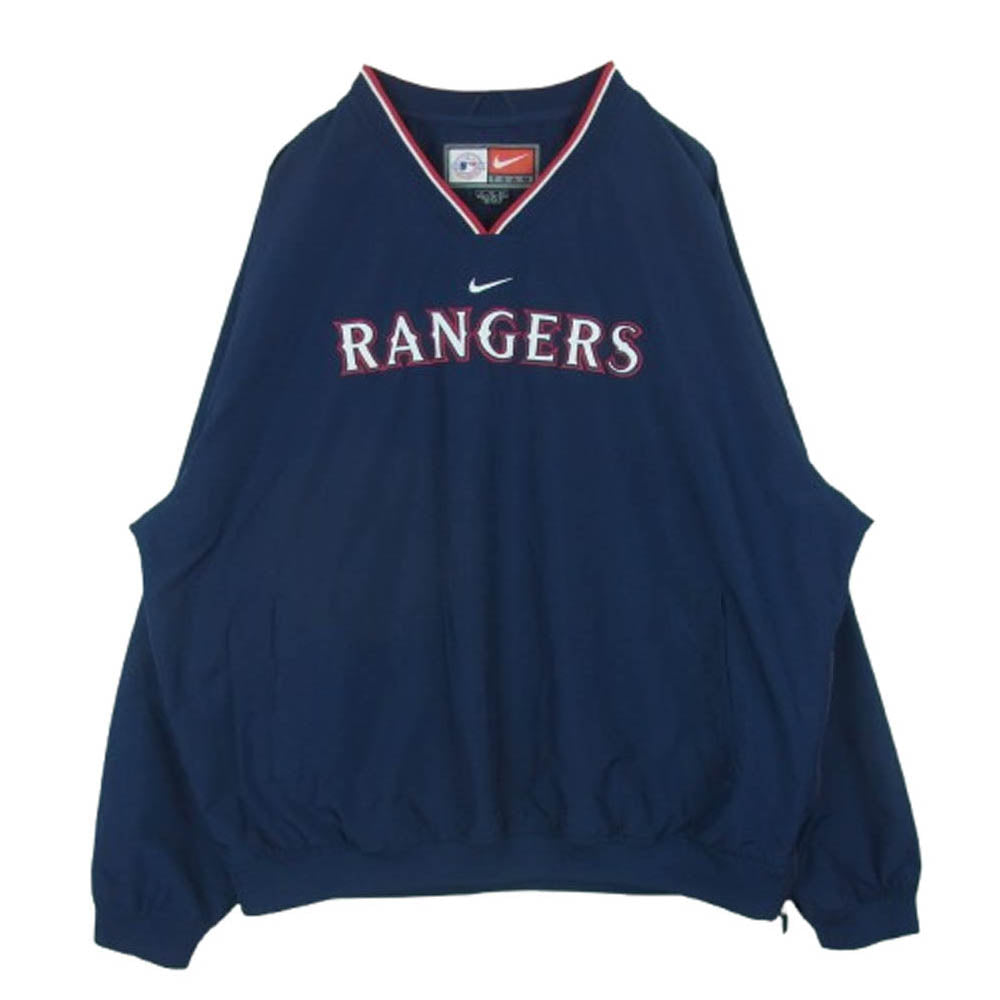NIKE ナイキ 90s MLB RANGERS ナイロン プルオーバー ジャケット ポリエステル スリランカ製 ネイビー系 XL【中古】