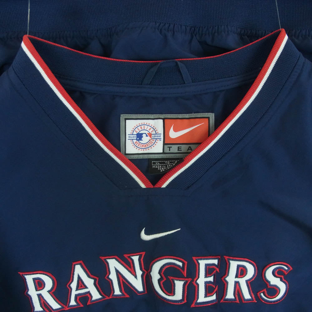 NIKE ナイキ 90s MLB RANGERS ナイロン プルオーバー ジャケット ポリエステル スリランカ製 ネイビー系 XL【中古】