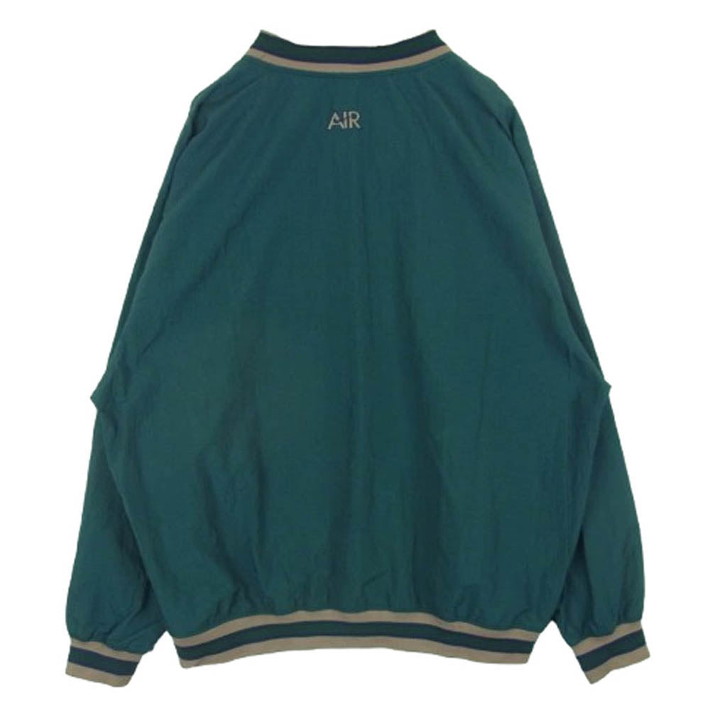 NIKE ナイキ 90s 銀タグ BIG Swoosh ビッグ スウィッシュ ロゴ Vネック ナイロン ジャケット タイ製 グリーン系 XL【中古】
