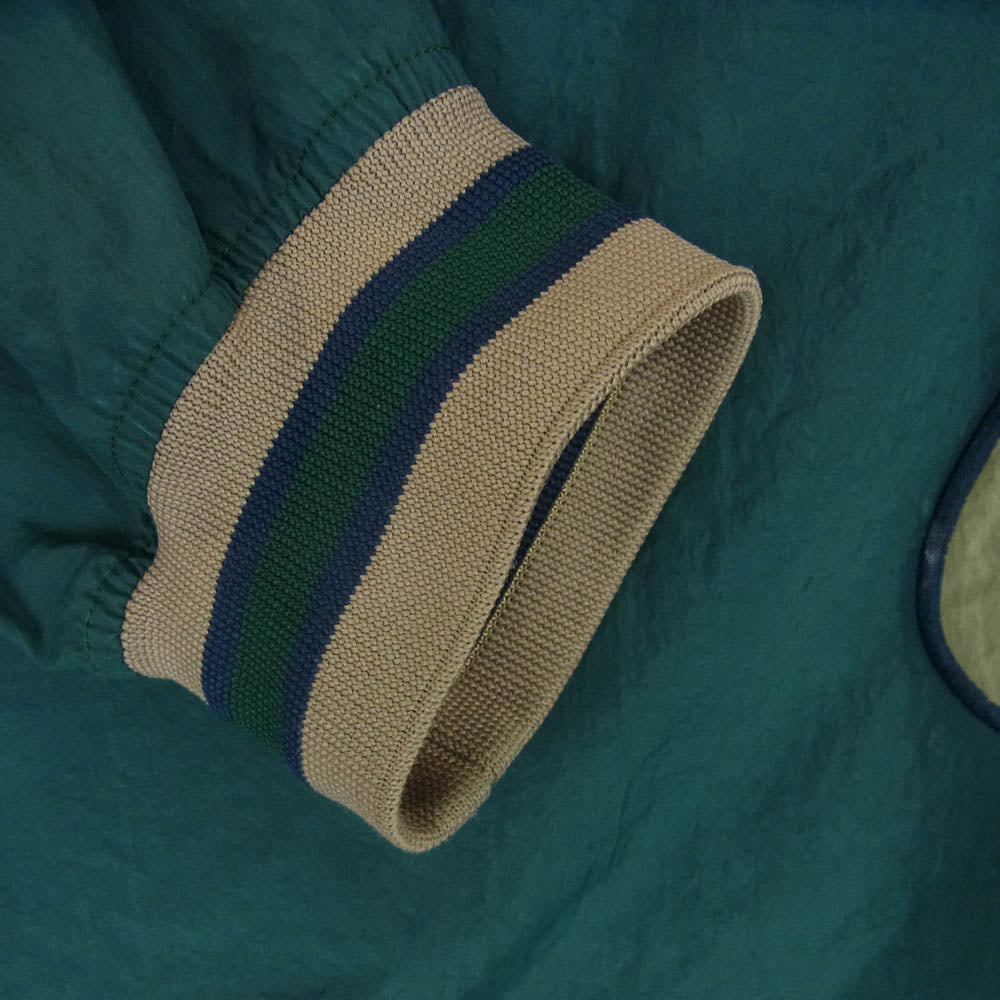 NIKE ナイキ 90s 銀タグ BIG Swoosh ビッグ スウィッシュ ロゴ Vネック ナイロン ジャケット タイ製 グリーン系 XL【中古】