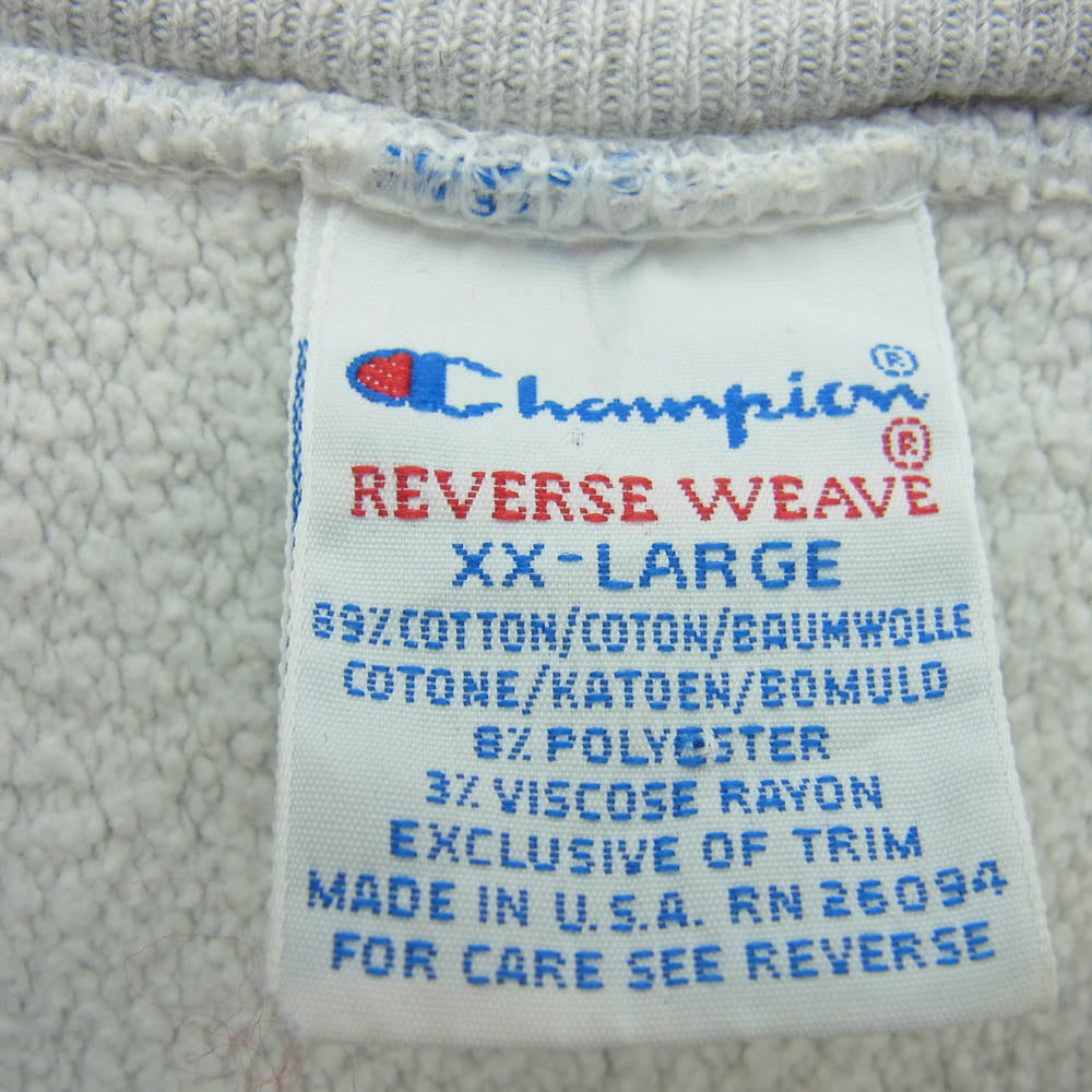 Champion チャンピオン 90s USA製 reverse weave EASTERN MICHIGAN ロゴ リバース ウィーブ カレッジ スウェット XXL グレー系 XXL【中古】