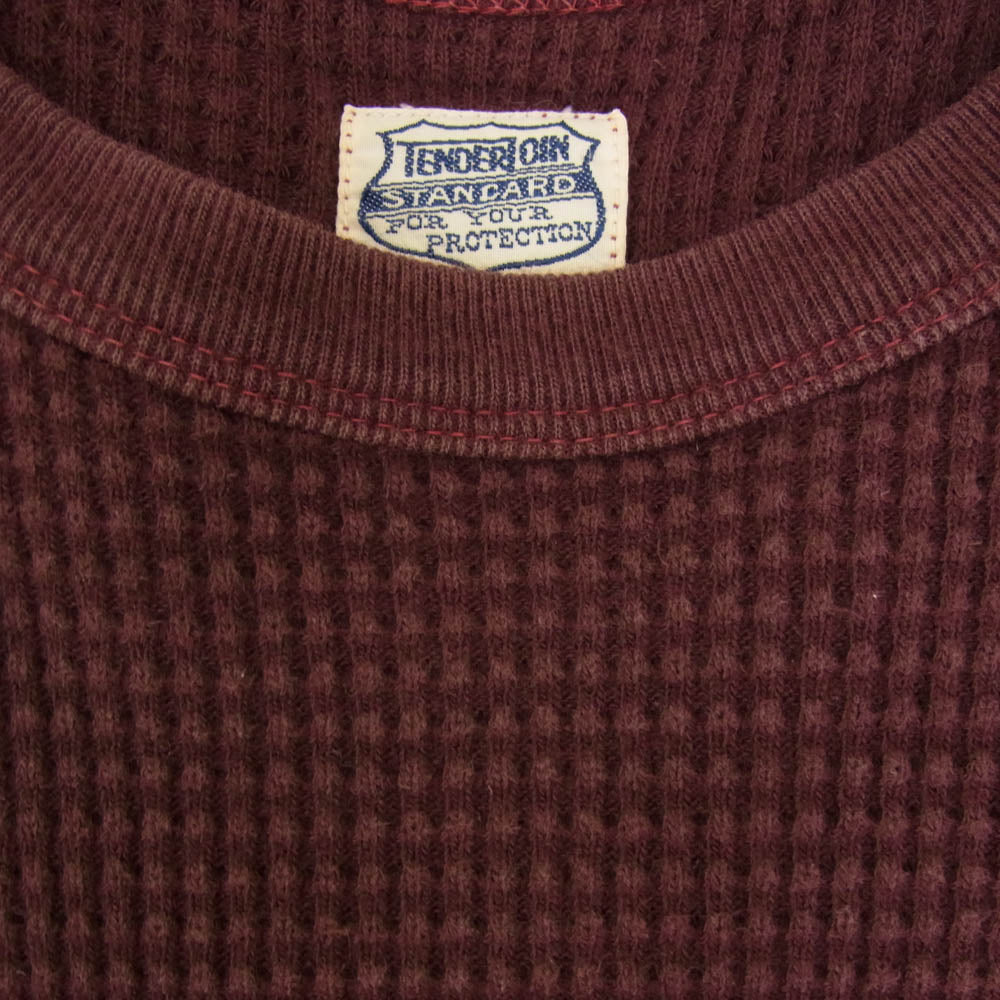 TENDERLOIN テンダーロイン T-WAFFLE ワッフル サーマル カットソー 長袖 Tシャツ レッド エンジ系 S【中古】