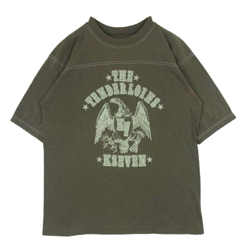 TENDERLOIN テンダーロイン T-TEE イーグル ステッチ プリント 半袖 Tシャツ コットン 日本製 ブラウン系 M【中古】