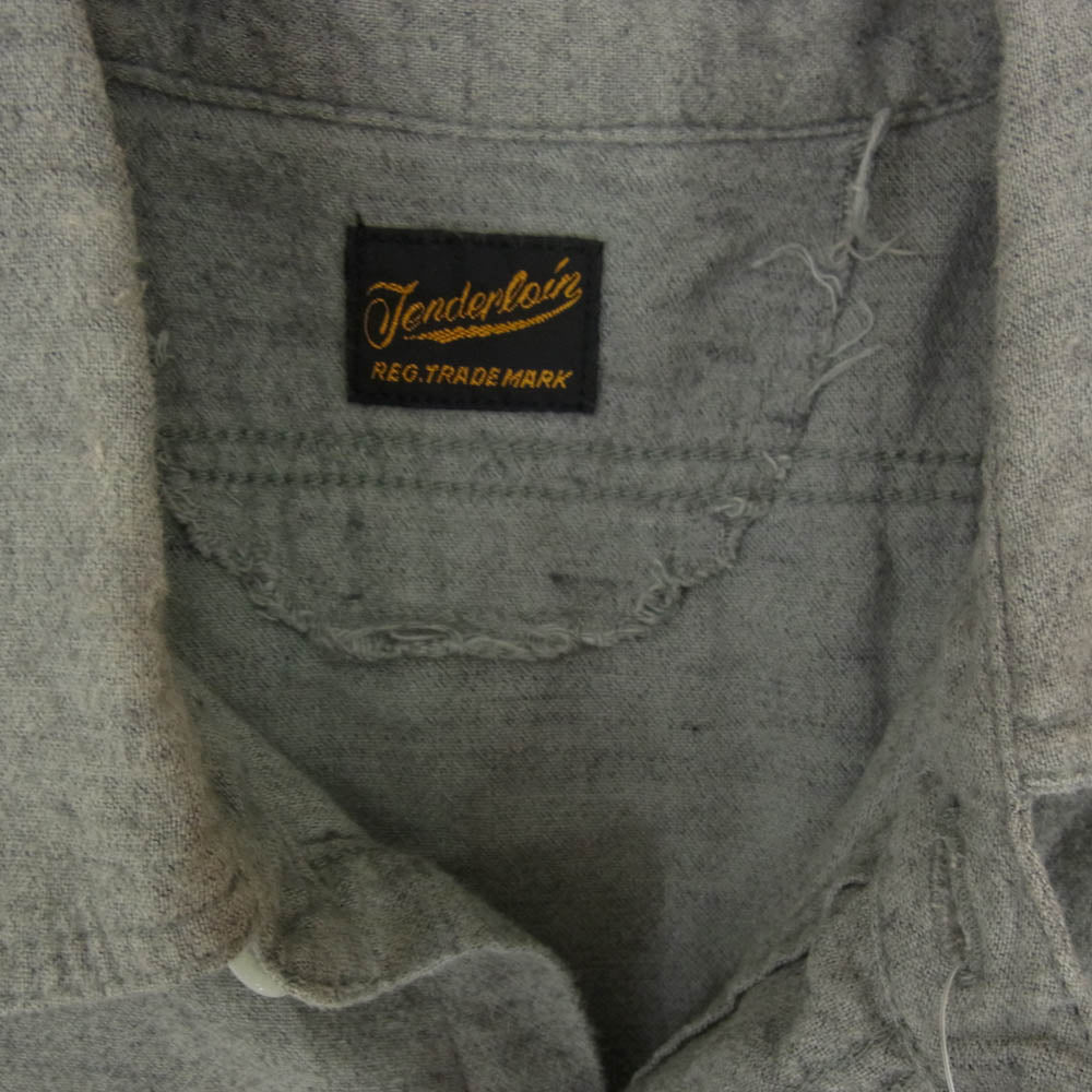TENDERLOIN テンダーロイン コットン 長袖 フランネル ワーク シャツ グレー系 M【中古】