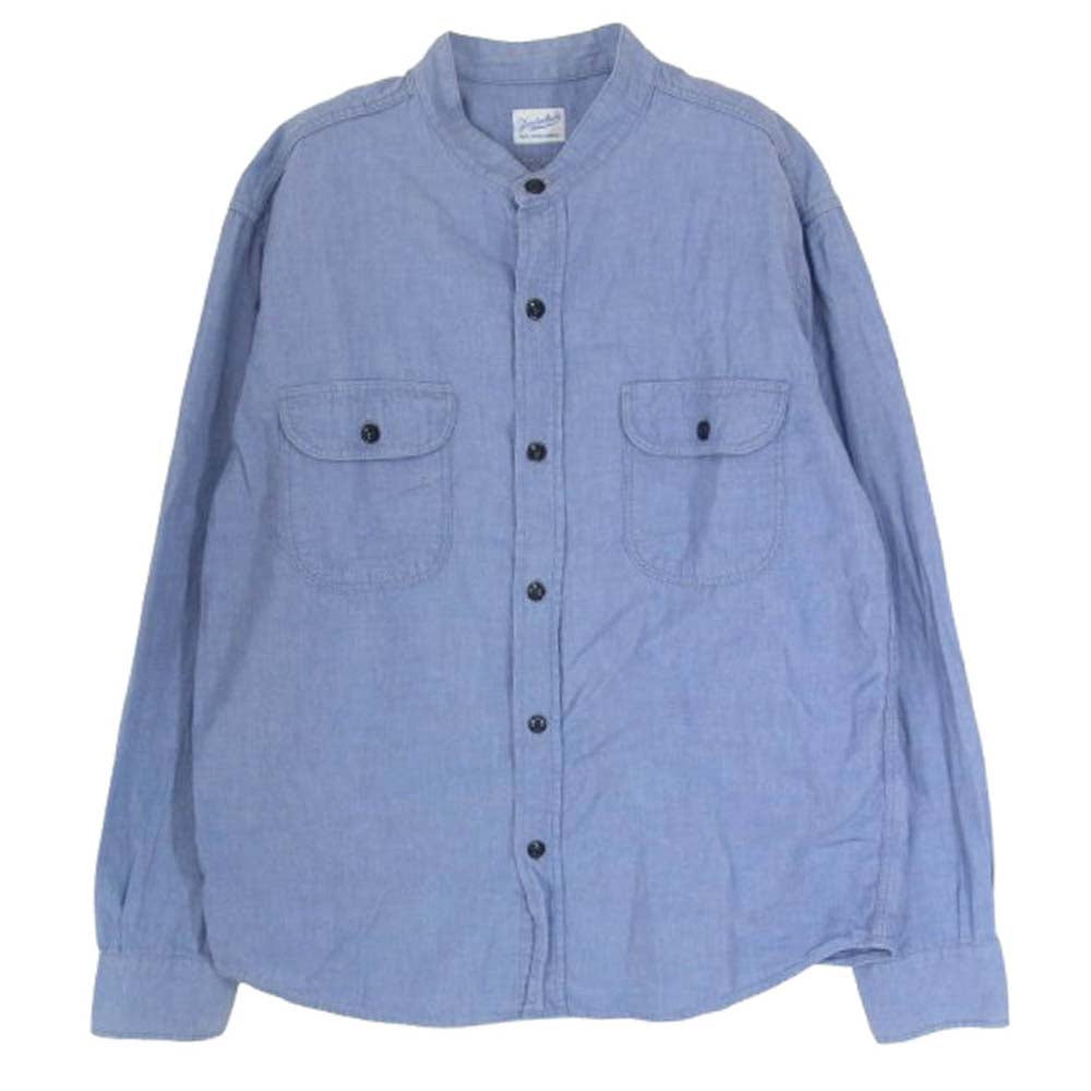 TENDERLOIN テンダーロイン STAND SHT CHAMBRAY スタンド ノーカラー シャンブレー 長袖 シャツ ブルー系 M【中古】