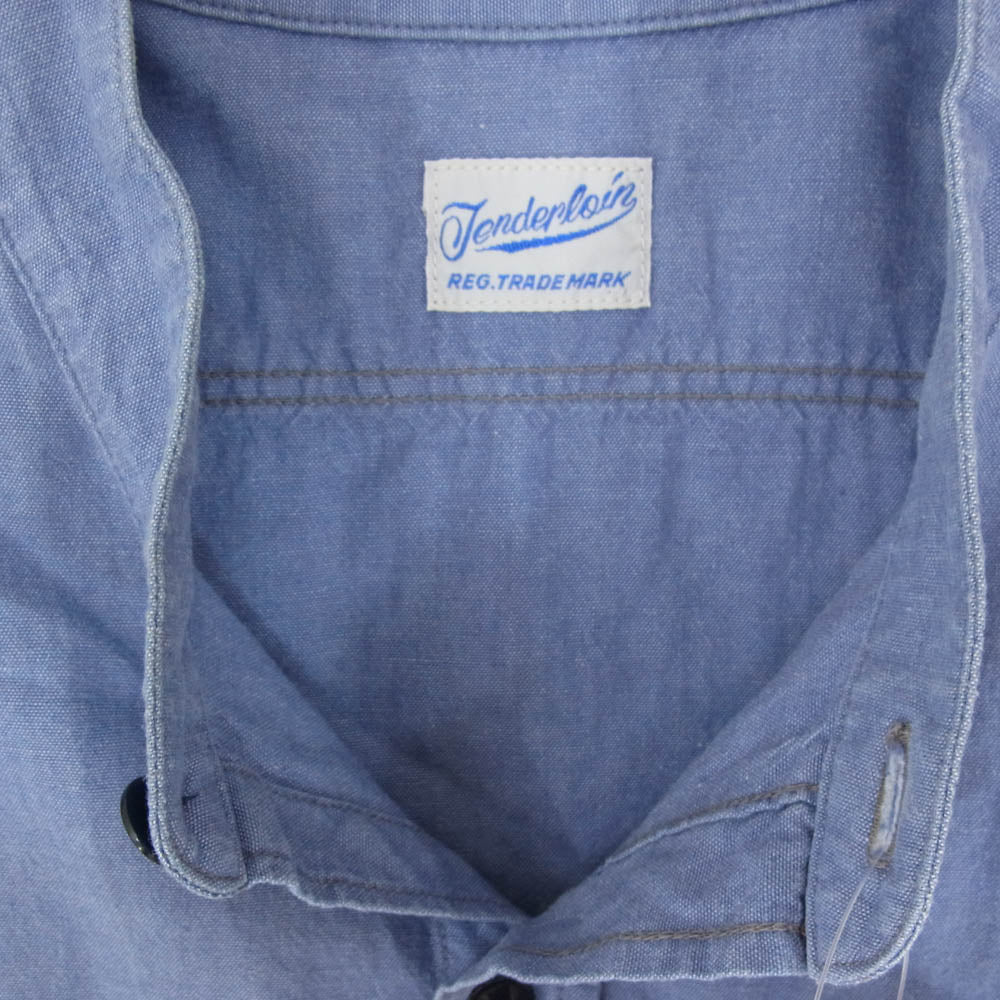 TENDERLOIN テンダーロイン STAND SHT CHAMBRAY スタンド ノーカラー シャンブレー 長袖 シャツ ブルー系 M【中古】