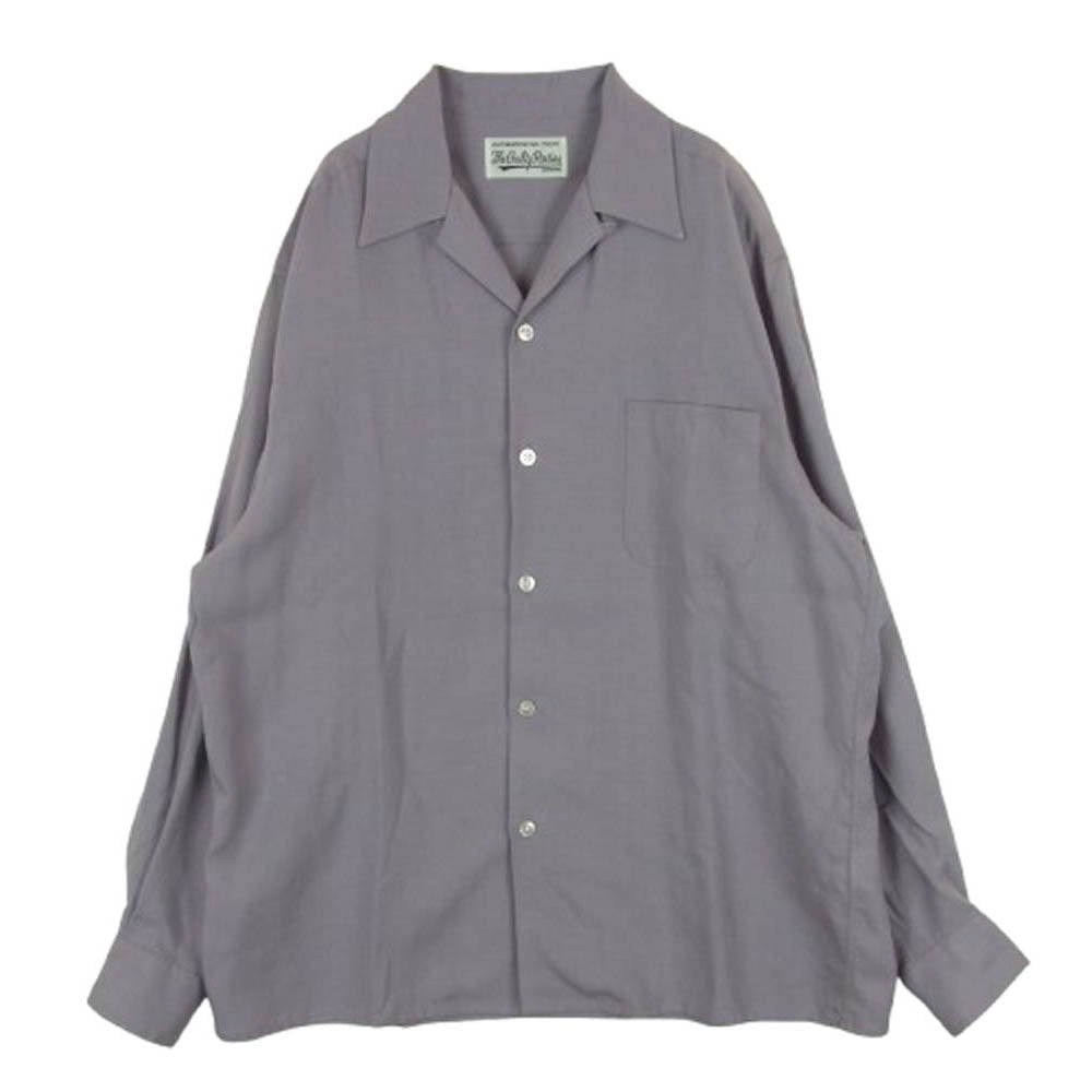 WACKO MARIA ワコマリア OPEN COLLAR SHIRT オープンカラー 長袖 シャツ 日本製 パープル系 M【中古】