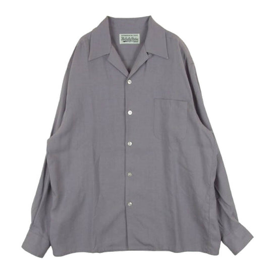 WACKO MARIA ワコマリア OPEN COLLAR SHIRT オープンカラー 長袖 シャツ 日本製 パープル系 M【中古】