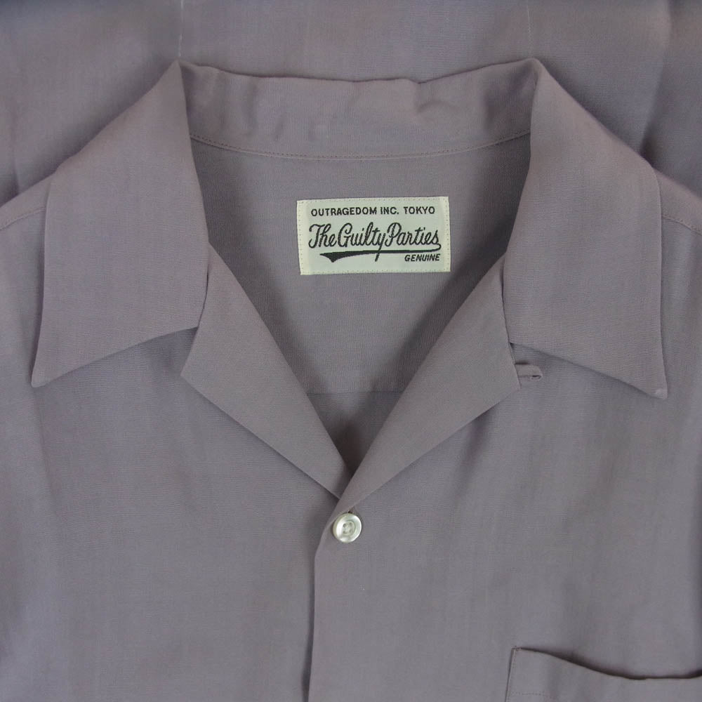 WACKO MARIA ワコマリア OPEN COLLAR SHIRT オープンカラー 長袖 シャツ 日本製 パープル系 M【中古】