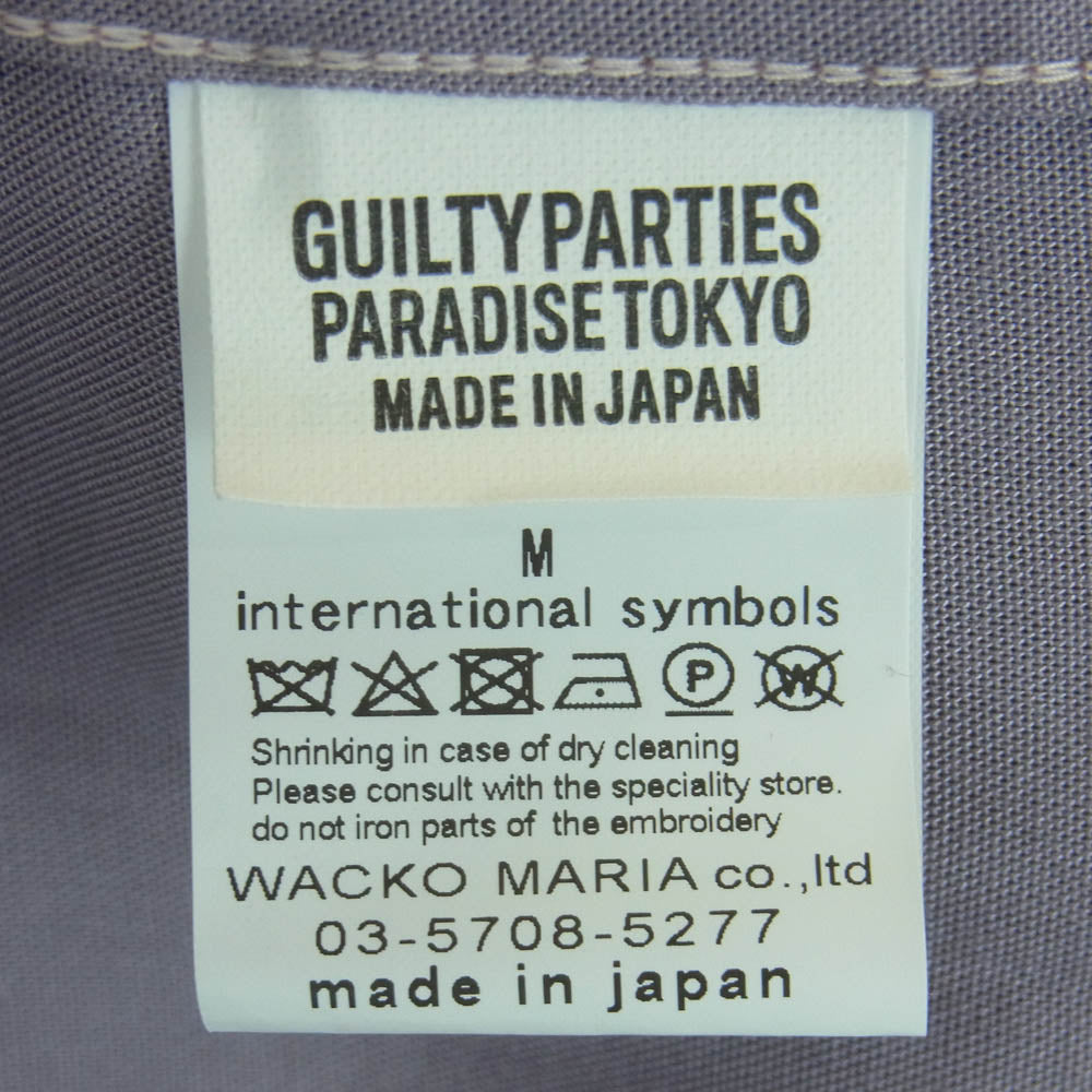 WACKO MARIA ワコマリア OPEN COLLAR SHIRT オープンカラー 長袖 シャツ 日本製 パープル系 M【中古】