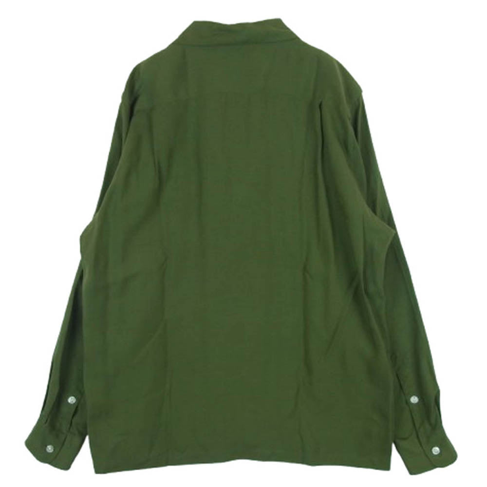WACKO MARIA ワコマリア OPEN COLLAR SHIRT オープンカラー 長袖 シャツ 日本製 グリーン系 M【中古】