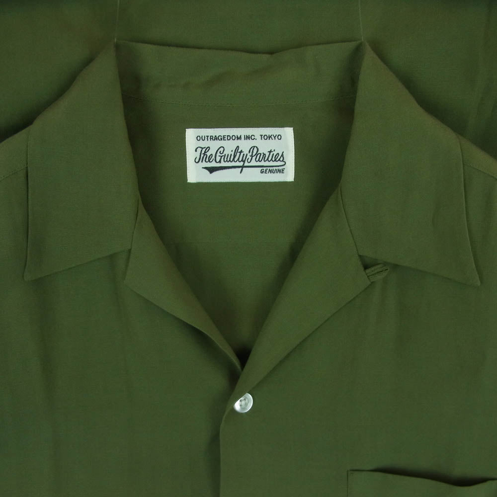 WACKO MARIA ワコマリア OPEN COLLAR SHIRT オープンカラー 長袖 シャツ 日本製 グリーン系 M【中古】