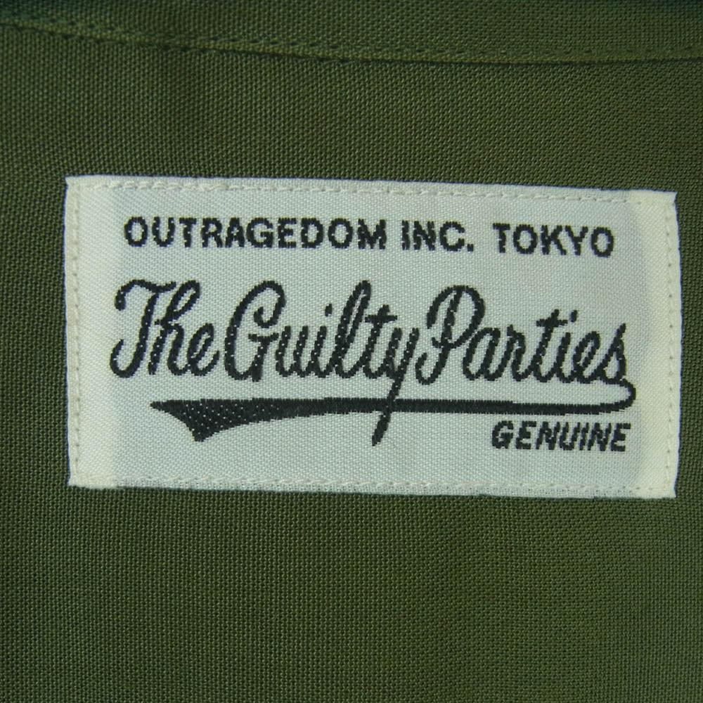 WACKO MARIA ワコマリア OPEN COLLAR SHIRT オープンカラー 長袖 シャツ 日本製 グリーン系 M【中古】