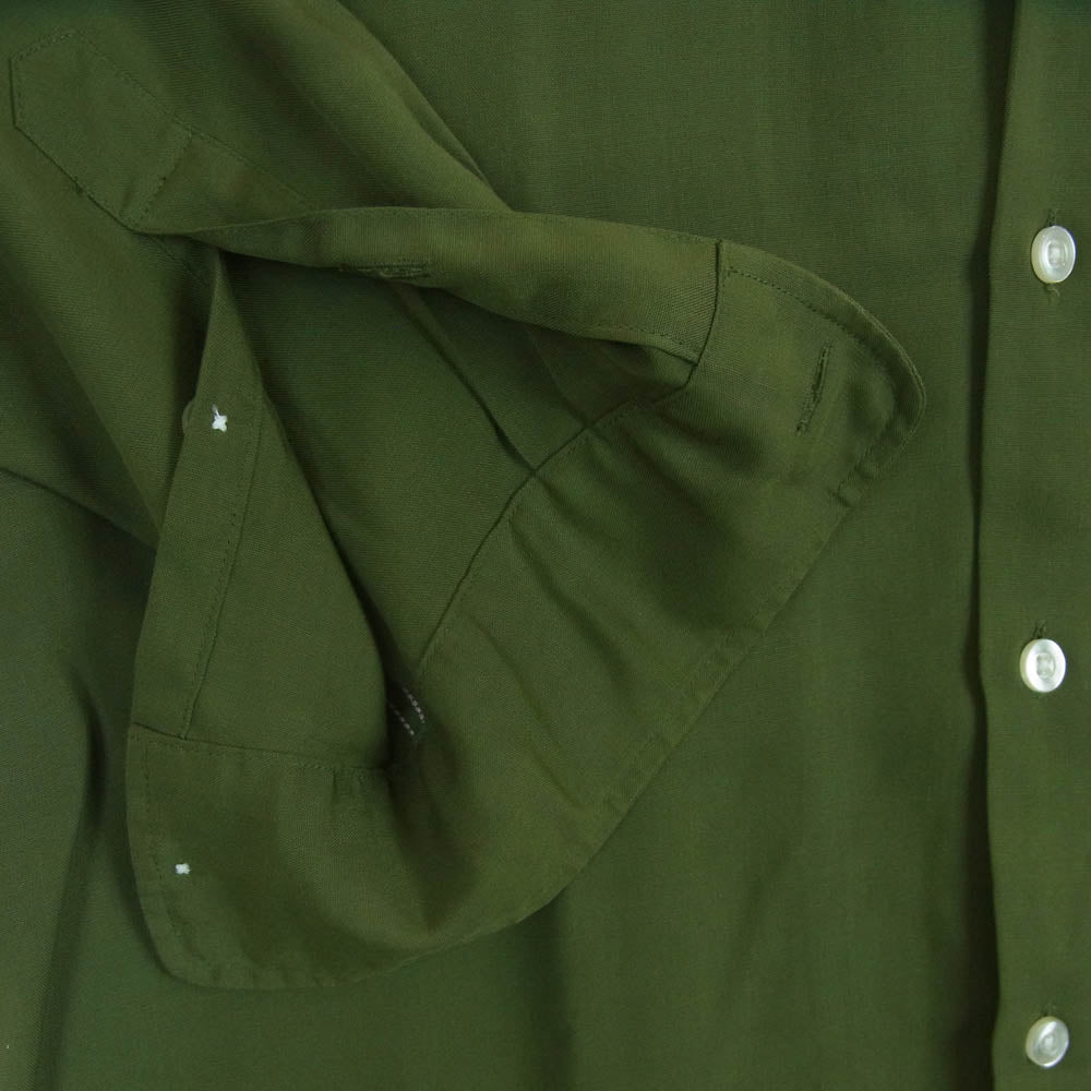 WACKO MARIA ワコマリア OPEN COLLAR SHIRT オープンカラー 長袖 シャツ 日本製 グリーン系 M【中古】