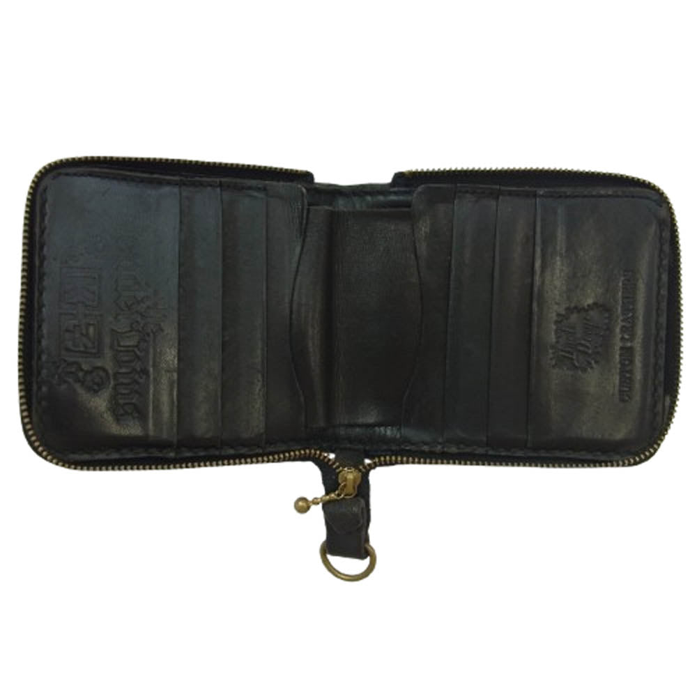 TENDERLOIN テンダーロイン × Backdrop バックドロップ ダイヤキルト キルティング レザー 二つ折り 財布 ウォレット ブラック系【中古】